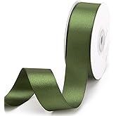 Green Satin Ribbon for Gift Wrapping, 1 Inch x 25 Yards Double Sided Polyester Ribbon for Christmas Halloween Wedding Birthda