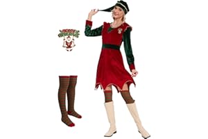 Gumyawl Elf Costume for Women jovi Christmas Elf Dress Set with Brooch and Stocking for Xmas Fancy Outfit Party