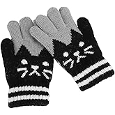 Cute Cat Knitted Winter Gloves for Girls Boys Assorted Color Warm Magic Gloves Mittens for Kids Children 4-9 Years