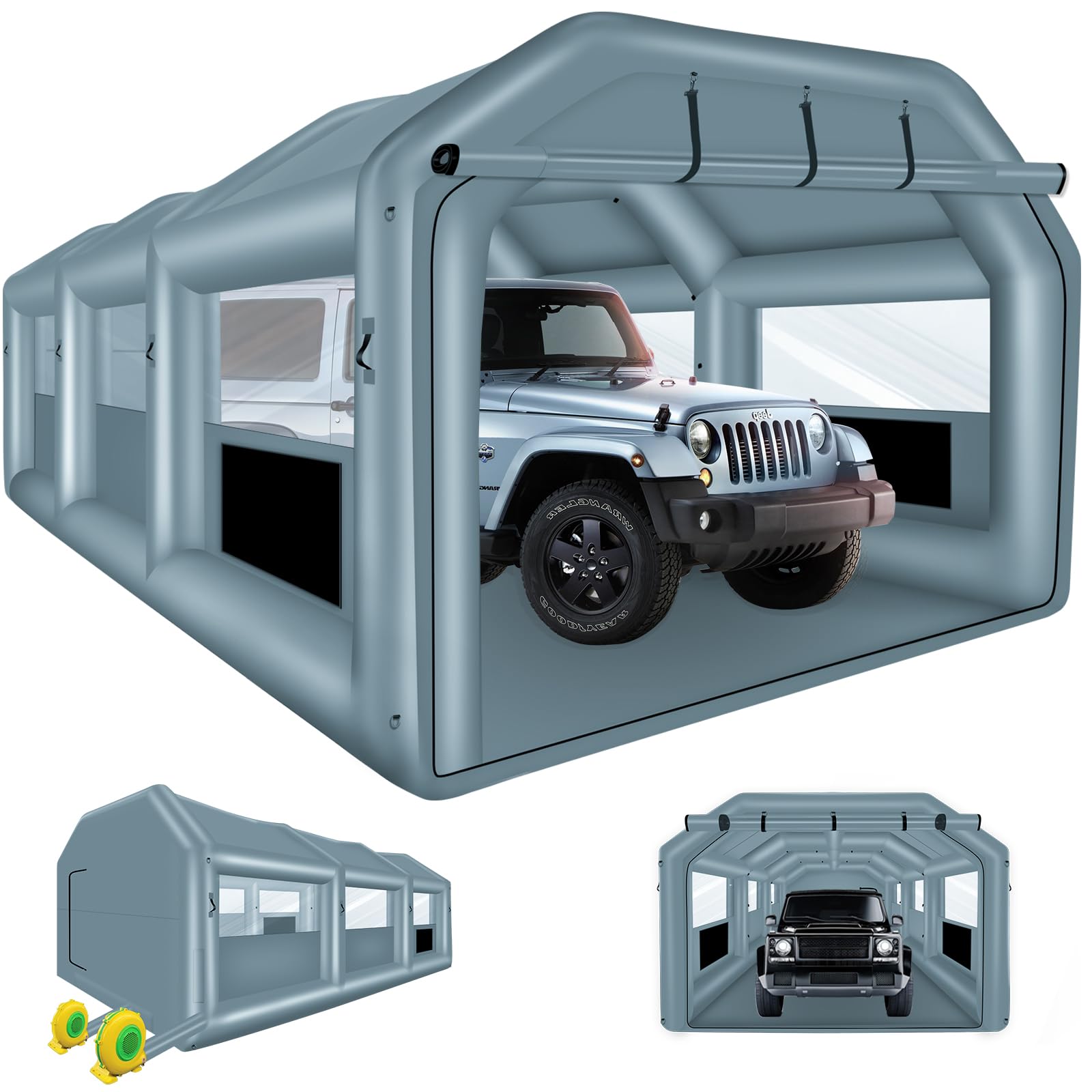 Photo 1 of XHYCPY Inflatable Spray Booth 26x14.4x9.5 ft Portable Inflatable Paint Booth Tent with Air Filter System for DIY Spray Car Parts Painting Motorcycle (Blowers Excluded)