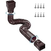 Ogutter Rain Gutter Downspout Extensions, Downspout Extender for Rainwater Drainage Flexible, Down Spout Drain Extension Pipe and Extendable from 21 to 66 Inches (Brown)