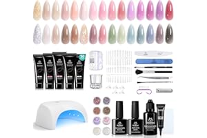 BEETLES GEL POLISH Beetles 30 Colors Poly Extension Gel Nail Kit With U V Lamp Nude Pink Glitter Poly Nail Gel Starter Kit All In One With Nail Art Accessories Manicure DIY Home Salon Gift for Women Girls