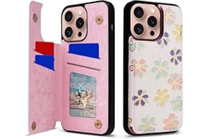 UEEBAI Wallet Case for iPhone 16 Pro with Card Holders, PU Leather Cover Kickstand RFID Blocking Double Magnetic Clasp Riliev