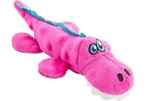 goDog Just For Me Gators Squeaky Plush Dog Toy, Chew Guard Technology - Pink, Mini