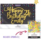 Cakeshop Personalised Happy Birthday Glitter Cake Topper - Gold Name & Age view 2