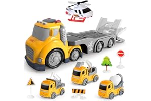 IJIGU Truck Toys for Toddler 1, 2, 3, 4 Year Old Boy, Construction Transport Trucks Toy Set, Ideal Christmas Birthday Gifts for Kids.