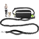 Ceecysaa Hands Free Dog Leash,Waist Dog Leash Running Belt Adjustable with Zipper Pouch Reflective Stitching Dual Bungees Pad