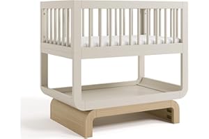 Storkcraft Santorini Deluxe 3-in-1 Convertible Bassinet (Frosted Oat with Driftwood) – GREENGUARD Gold Certified Wood Baby Ba