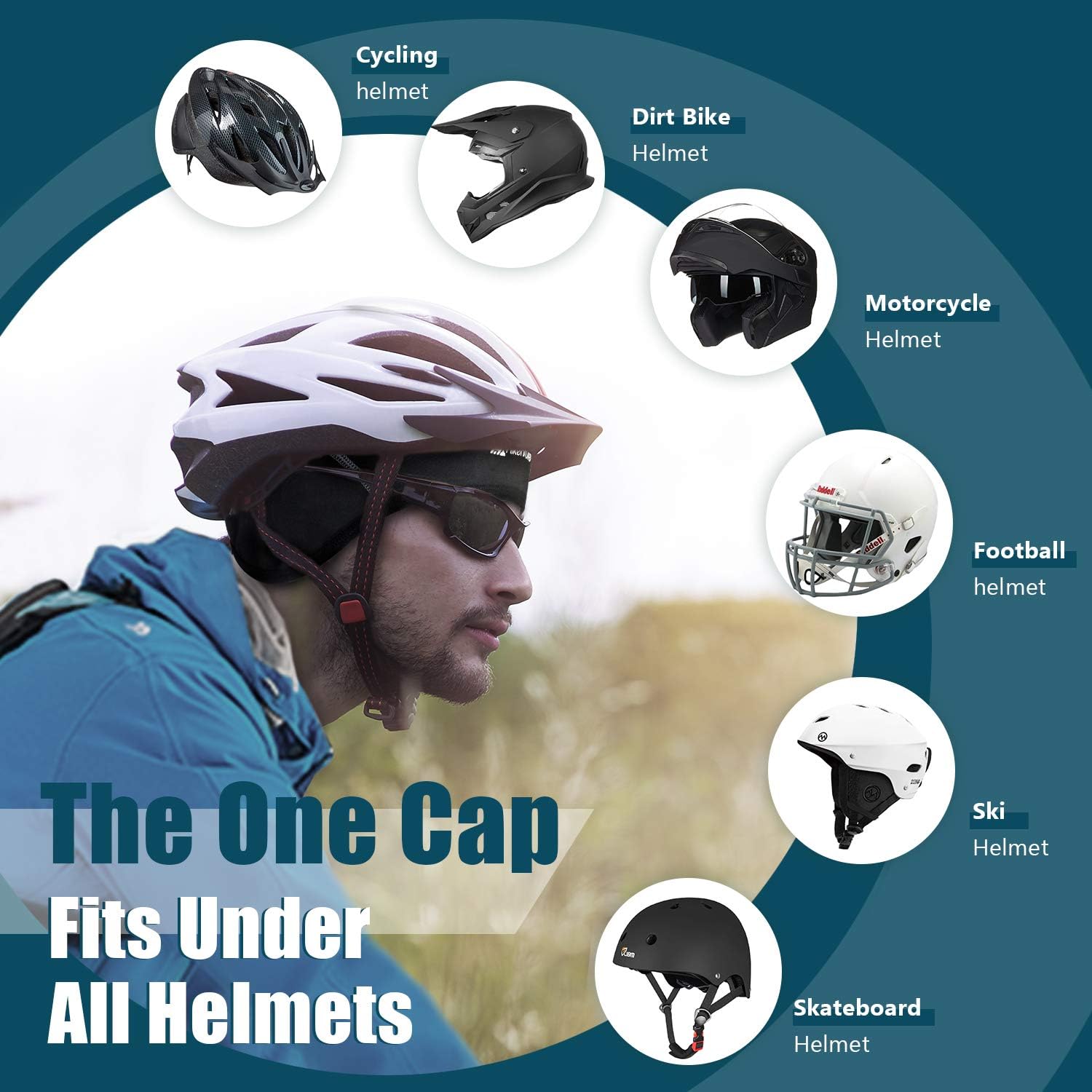 Hikenture Winter Skull Cap Helmet Liner for Men Women Thermal Cycling Hat Black: Clothing