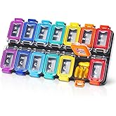 Fullicon Moisture Proof Pill Organizer 2 Times a Day, Large 7 Day Box, Spill Proof Case, Travel Container, Medicine Organizer With Secure Lids (Rainbow Black)