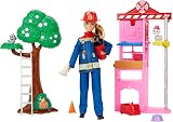 Barbie Careers Firefighter Doll & Playset with Fire Station Tree 10+ Accessories view 1