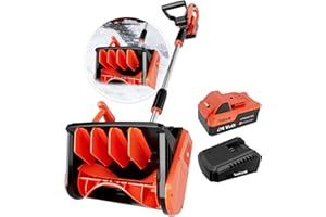 VOLTASK 24V Cordless Snow Shovel, 12.8-Inch Cordless Snow Blower, 4-Ah Battery Snow Blower with Directional Plate & Adjustabl