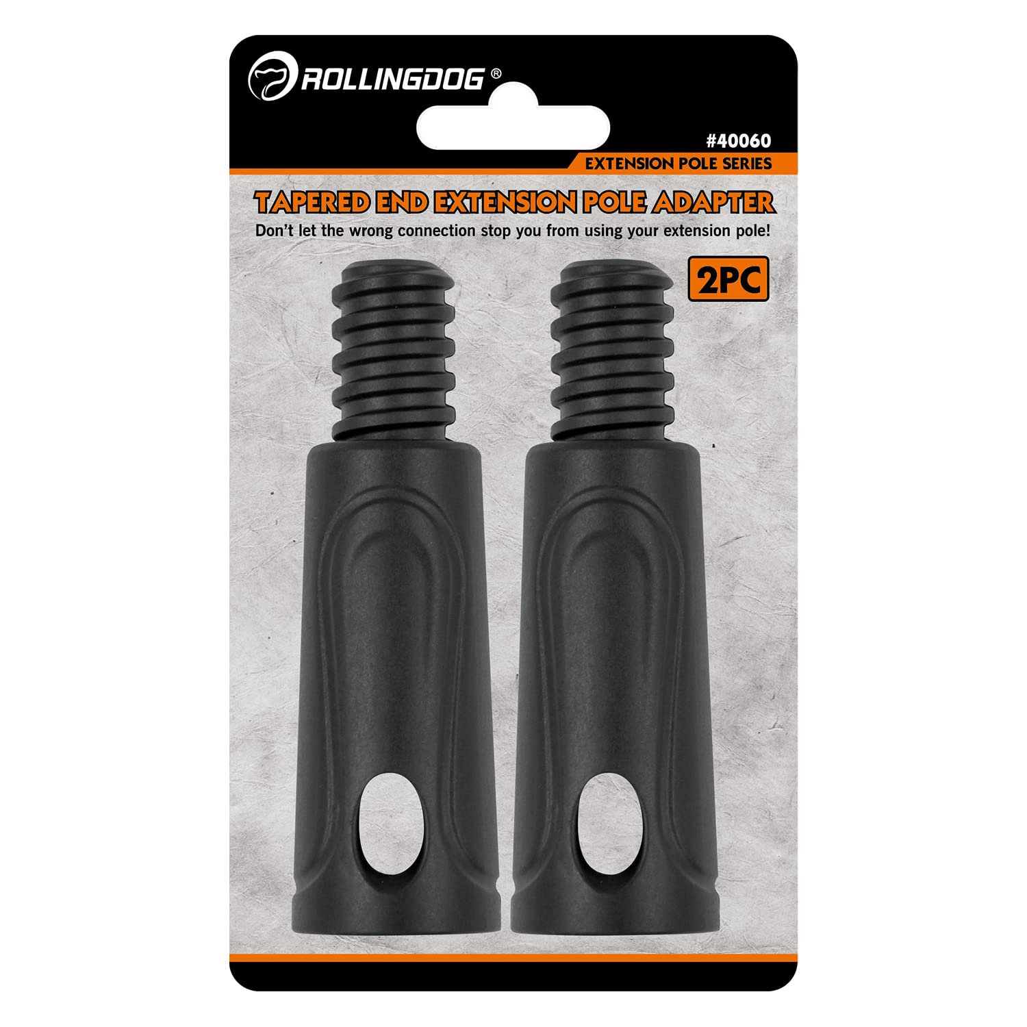 ROLLINGDOG Extension Pole Adapter 2PC- Adapts Tapered Fit Ends to Threaded Ends, Best for Click-in Style Extension Rods