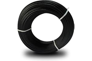 Tongmo 150ft Black T316 Stainless Steel Cable, 1/8" Wire Rope Cable Railing Systems for Deck, Stairs, and Fences. Flexible and Rustproof Wire Rope with 7 x 7 Strands Construction
