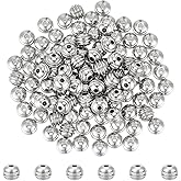 UNICRAFTALE 100Pcs Stainless Steel Rondelle Grooved Metal Stripe Round Spacer Loose Beads for DIY Bracelet Necklace Jewelry Making 6mm Color