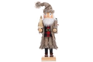 BXO Christmas Decorations Nutcracker Ornament,15 Inch Wooden Xmas Traditional Nutcracker,Festive Collectible Nutcracker Figures Party Tabletop Thanksgiving Decor(Santa Claus)