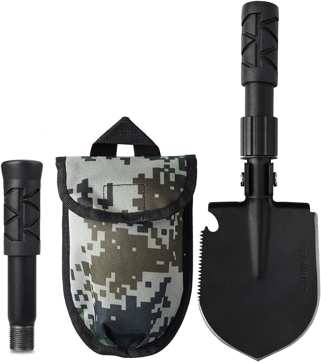 CHINLIN Entrenching Tool Shovel, Car Emergency Hammer Kit Portable Heavy Duty Survival Gear Multi-Function Folding Shovel for Camping Backpacking Hiking