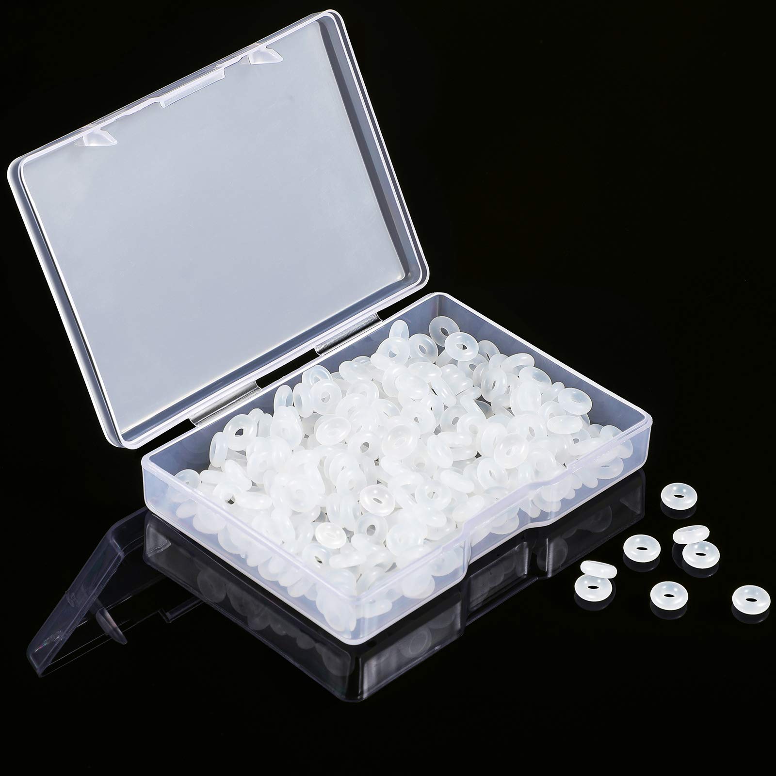 Photo 1 of 300 Pcs Silicone Rubber Stopper Rings 6mm Clear O Rings Rubber Spacer Beads Hoops Antiskid Locating Beads for Charm Bracelet Necklace DIY Jewelry Making Accessories