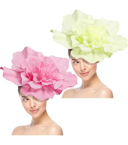 Large Flower Fascinator Hat - Handmade Elegant Cocktail Headpiece for Weddings Women Derby Hats With Headband And Clip Large Flower Tea  main image 2