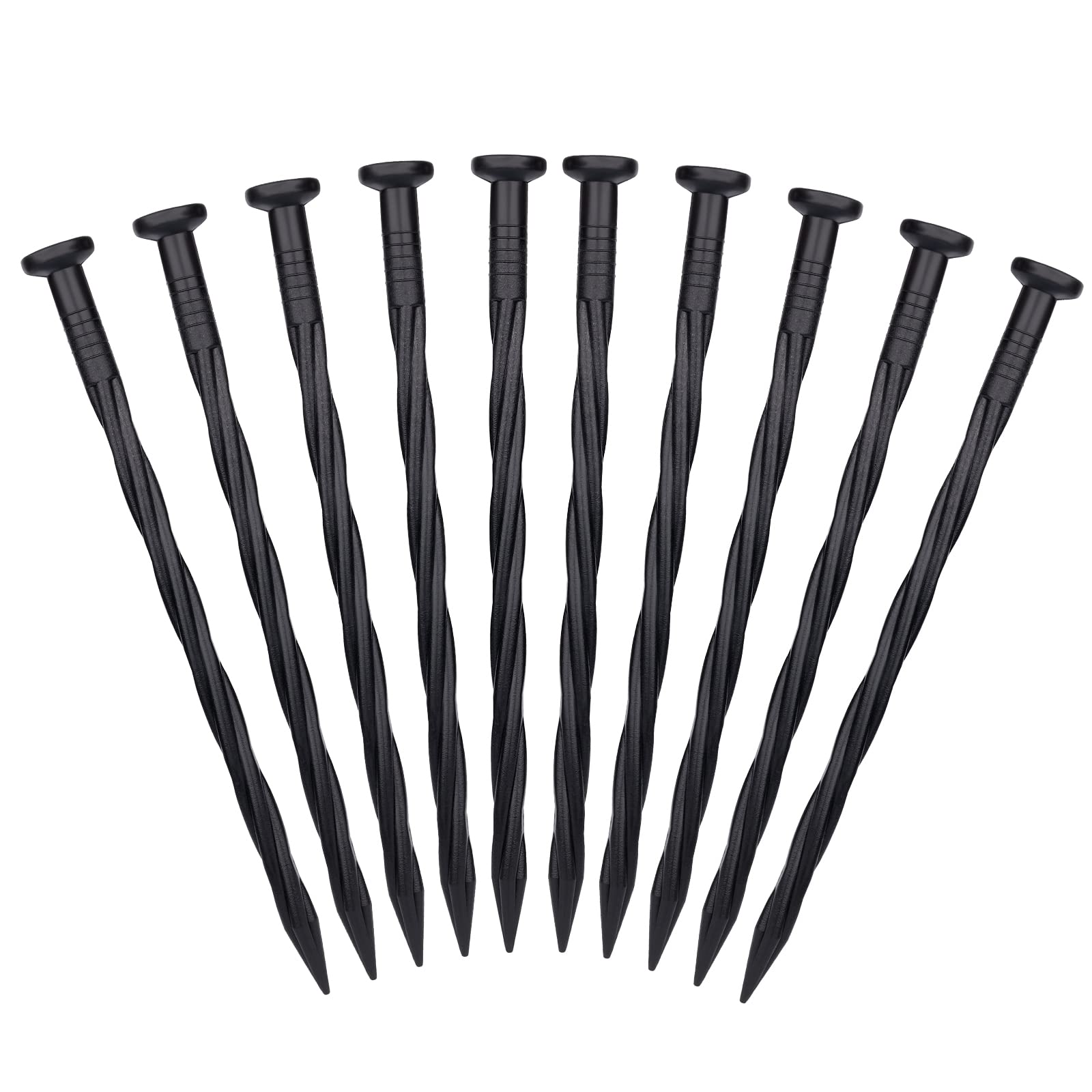 SAVITA 10pcs Lawn Edging Nails, Plastic Garden Anchor Pegs Ground Nail for Tent Garden Stakes Spiral for Paver Edging Artificial Grass