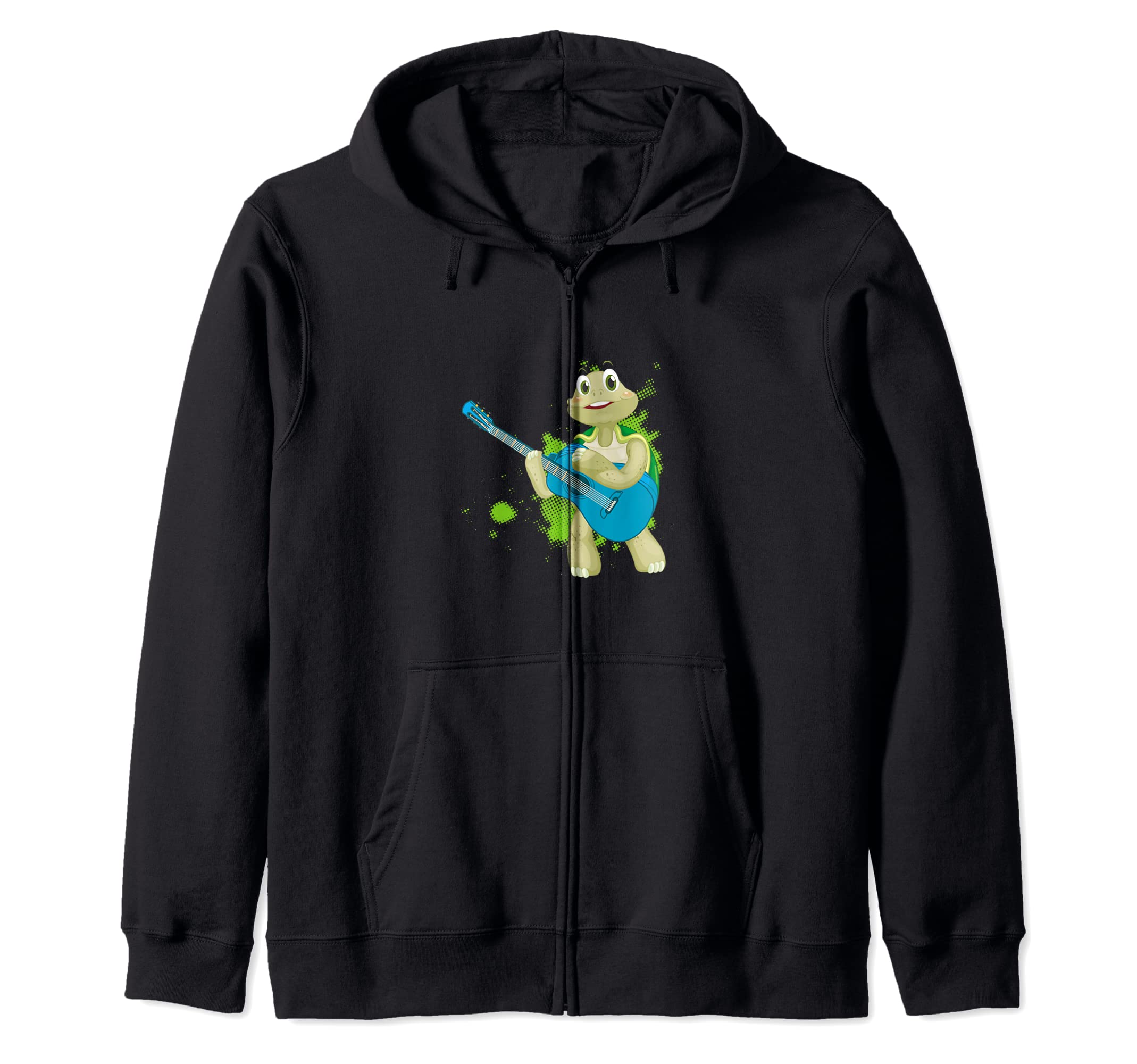 Turtle Playing Acoustic Guitar Musical Fans Band Reptiles Zip Hoodie