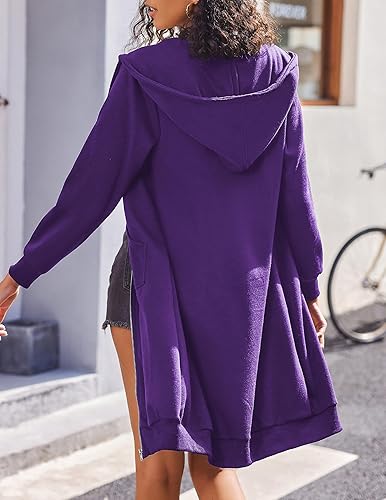ELESOL Women's Casual Zip up Hoodies Tunic Sweatshirt Long Hoodie