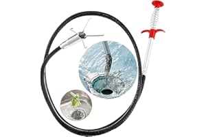 QWATUY Drain Snake Hair Drain Clog Remover Tool - Flexible Gripping Claw Pickup Reach Tool with 4 Claws for Trash Pickup, Home and Kitchen Sinks, Drains, Toilets (34 Inch)