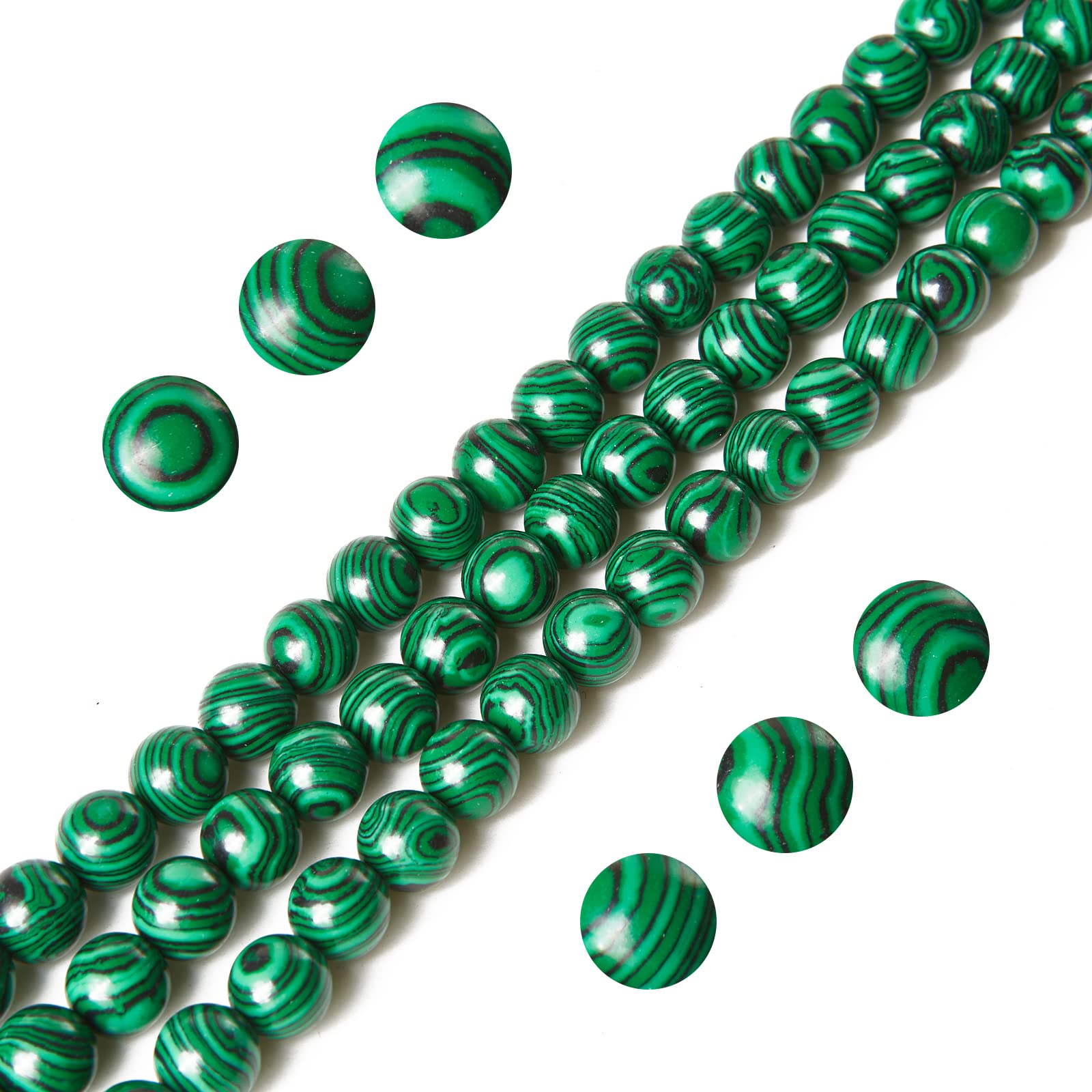 Photo 1 of 100pcs 10mm Malachite Beads Natural Gemstone Beads Round Loose Beads for Jewelry Making
