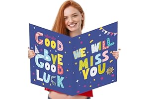 IDEALMUZIK We Will Miss You Card,Farewell Party Decorations, Jumbo Farewell Card With Envelope, Going Away Gift for Coworker Men Women, Goodbye Good Luck Retirement Card Guest Book Party Supplies (14x22iinch)