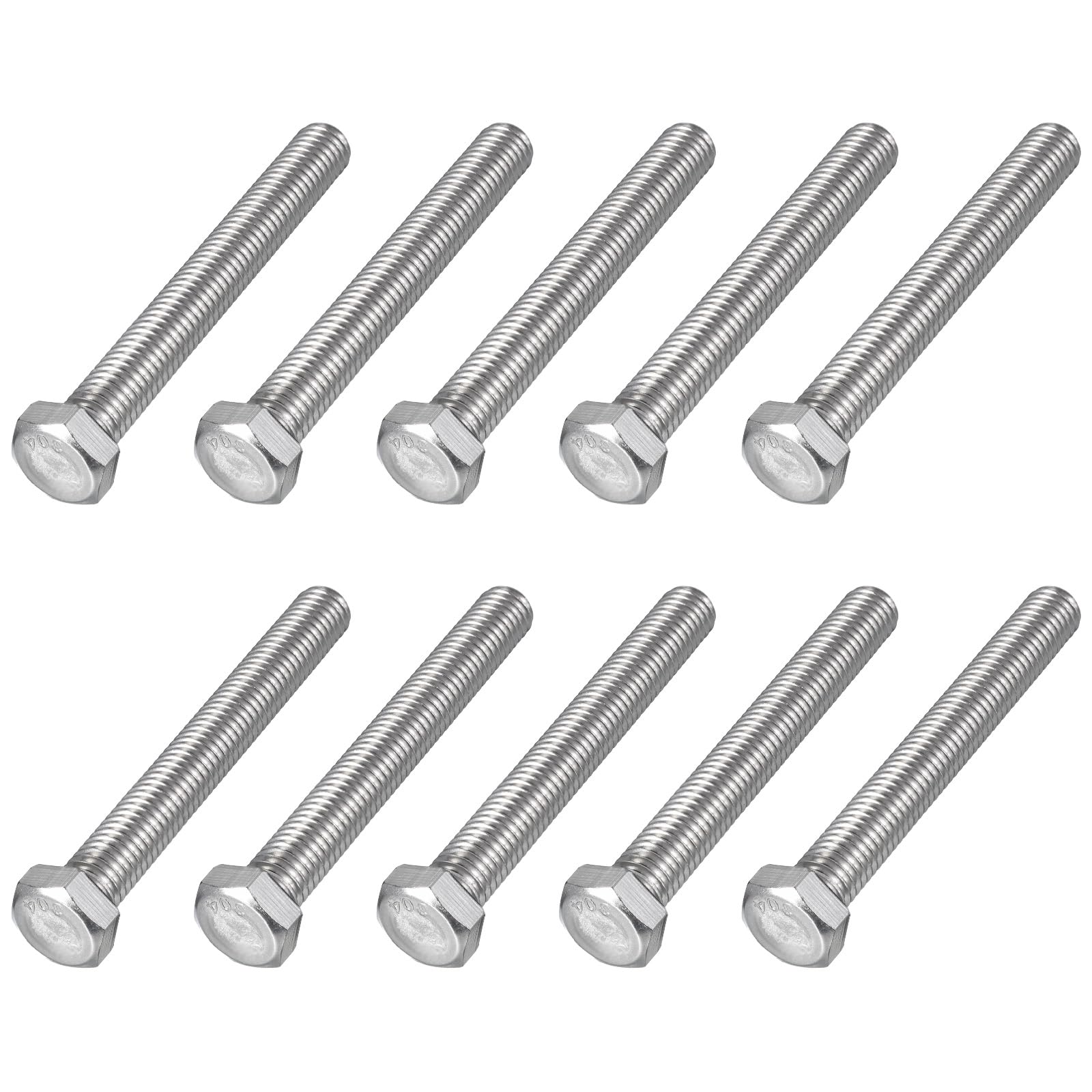 METALLIXITY Hex Head Bolts (1/2-13 x 4") 25Pcs, 304 Stainless Steel 18-8, Fully Threaded, External Hex Drive, Plain Finish, Hex Head Screw Bolt, Silver — image 1