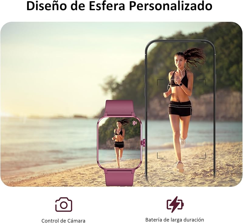 Relógio inteligente feminino (Fazer/Receber Chamadas), Relógio Inteligente Feminino de 1,85" - Monitor de Frequência Cardíaca/Oxímetro/Sono, Mensagens do Whatsapp, Pulseira de Atividade - 100+ Modos Desportivos, Pedómetro, Android iOS — foto 5 de 7