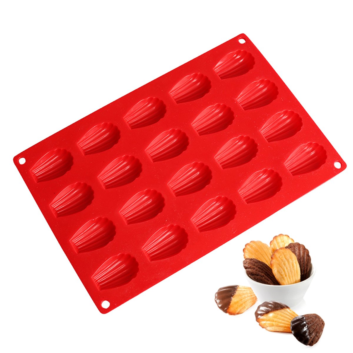 SveBake Madeleine Tray Silicone Madeleine Moulds 20 Holes Non Stick