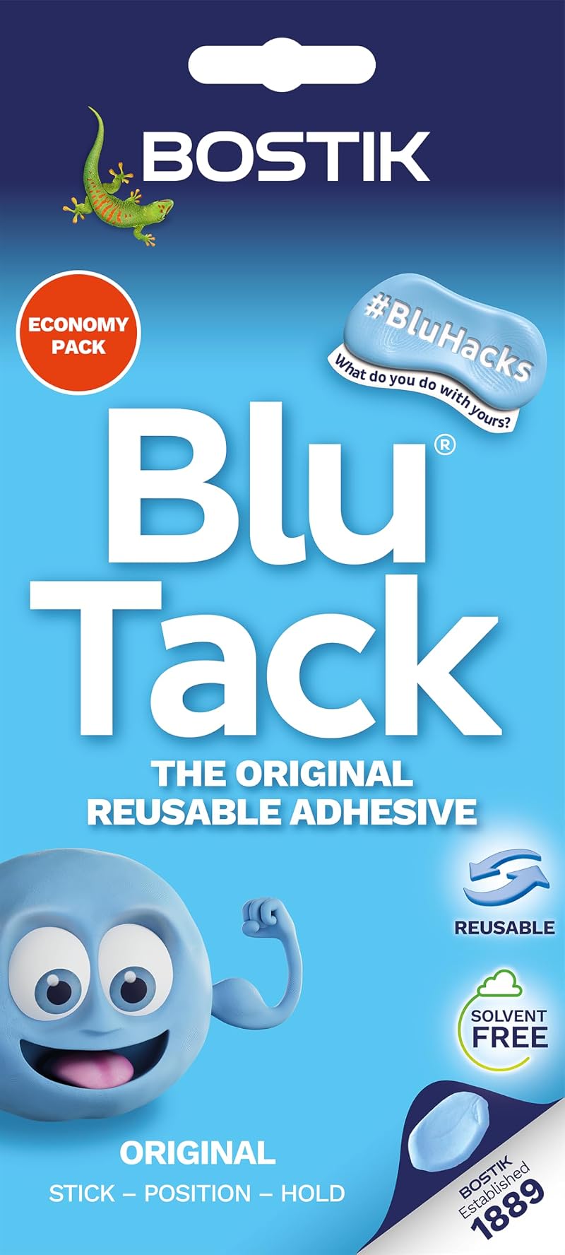 Bostik Blu Tack Blue Economy Size Multipurpose Reusable Adhesive Non-Toxic