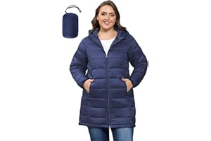 ANOTHER CHOICE Women's Packable Puffer Jacket, Hooded Lightweight Quilted Coat(Plus Size 1X-6X)