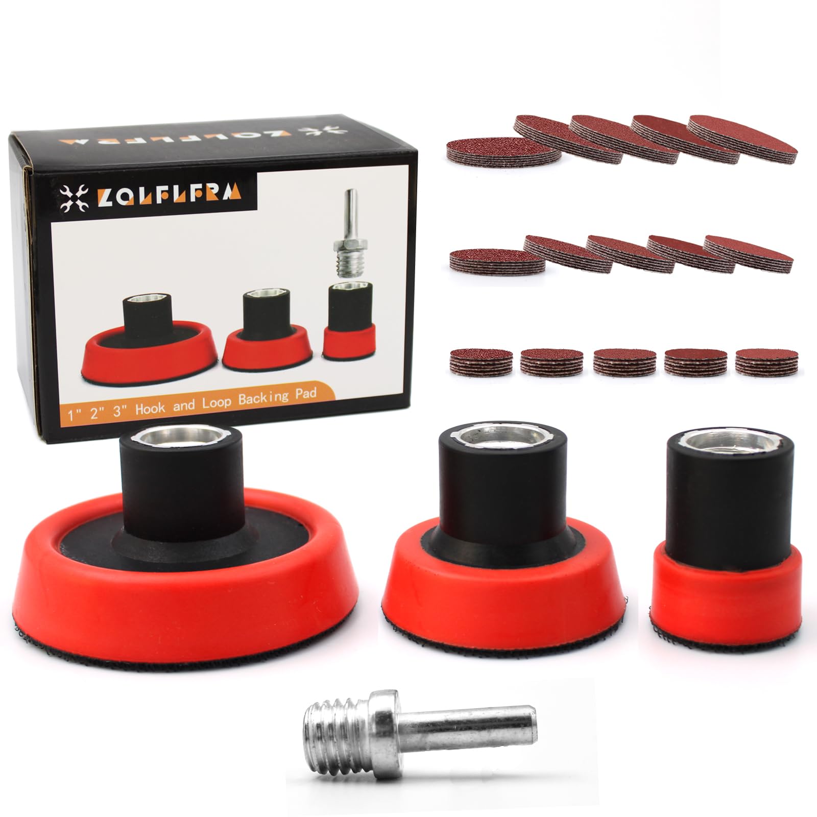 Photo 1 of 1" 2" 3" Hook and Loop Backing Pad with 90PCS Sanding Discs - Angle Grinder Attachments with 5/8-11 Threads, Sanding Pad for Wood Sanding Buffing Polishing (80/120/240/320/600 Grit)