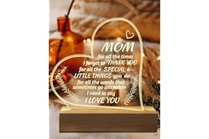 Hiipeenow Mom Birthday Gifts, Acrylic Engraved Night Light 15 * 19CM Presents, Mothers Day Christmas Gifts for Mom from Daughter Son
