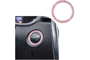 Dickno Bling Crystal Double Rhinestone Car Engine Start Stop Decoration Ring, Push Start Button Bling Ignition Ring Sticker, Sparkling Car Interior Accessories for Women (Pink, 1 PC)