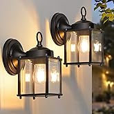 MATAMEYE Outdoor Wall Lantern, Exterior Waterproof Wall Sconce Light Fixtures, Black Front Door Wall Lighting with Clear Beve
