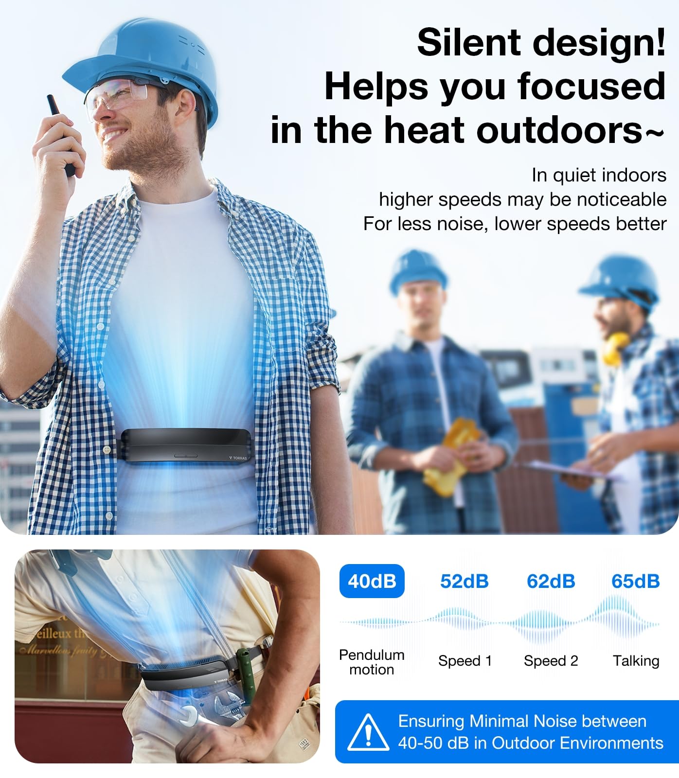 TORRAS 2025 Top Portable Waist Fan COOLiFY Zone 3, Ultra-Light Personal Wearable Belt Fan, 26ft/s Strongest Wind for Full Body Cooling【No.1 Cooling Area & Cool Tech】 Rechargeable for Outdoor/Jobsite