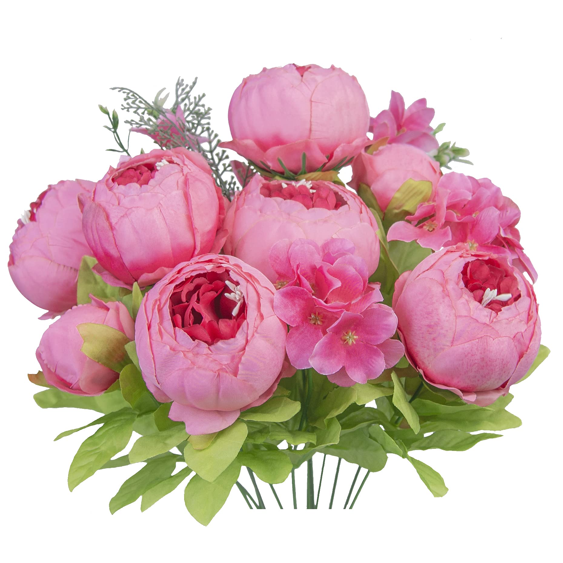 HUAHUASHIJIE Vintage Artificial Peonies Silk Peony Flowers Bouquet for Wedding Bridal Home Décor – Beautiful Floral Centerpiece Arrangement Decoration with 1 Bouquets (Spring Pink)