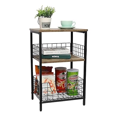 Buy End Table Industrial Retro Side Table Nightstand Storage Shelf For Living Room Bedroom Kitchen Family And Office Stable Wood And Metal Frame Rustic Brown Black Online In Kazakhstan B08glsnrjv