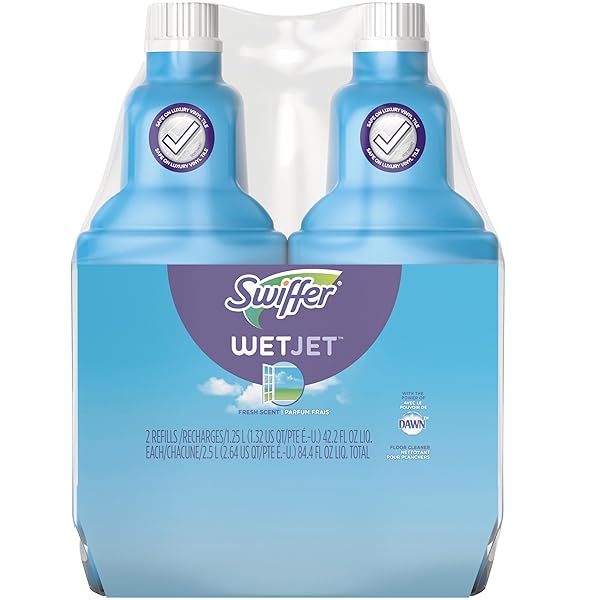 SWIFFER WETJET CLEANING SOLUTION REFILL 42 OZ – OPEN WINDOW FRESH SCENT – 4 PACK