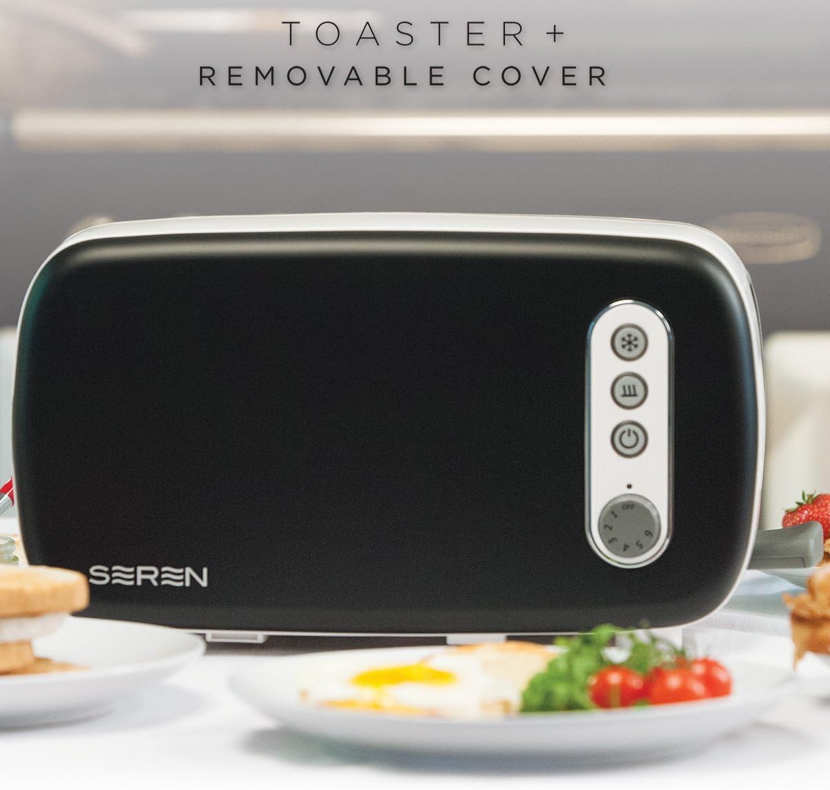 Seren Toaster Plus Cover Tray, 850 W, Matte Black