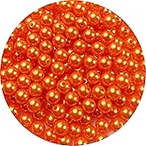 200pcs Pearl Beads 10mm Pearl Craft Beads Smooth Round Loose Pearls with Holes for Bracelet Necklace Earring Jewelry Making Sewing Crafts Home Decoration Vase Filler (Dark Orange)