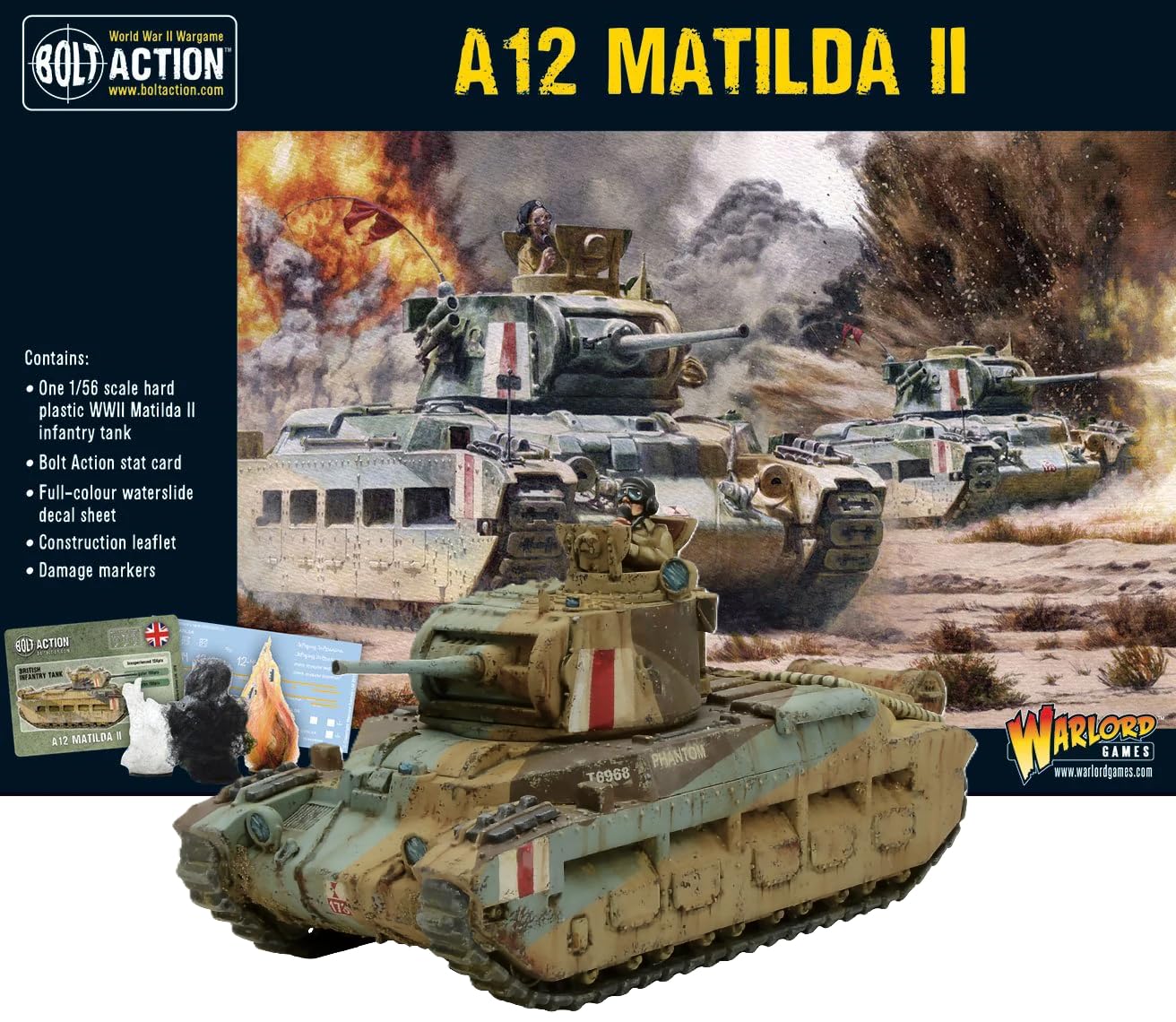 Warlord Games British Army A12 Matilda II Infantry Tank - 1:56 / 28mm Plastic Scale Model Tank for Bolt Action Highly Detailed World War 2 Miniatures