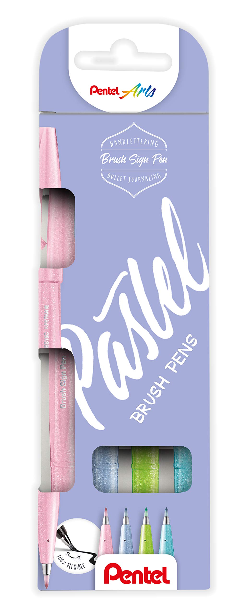 Pentel Brush Sign Pen SES15C-12 Fibre-Tip Pen 4 Blue grey, light green, azure blue, pale pink