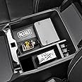 HGWEI Center Console Organizer Tray Compatible with 2024 Ford Ranger & Ranger Raptor Interior Accessories, Coin Container Armrest Storage Box(Electric handbrake Version), Black