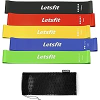 Letsfit Resistance Loop Bands, Resistance Exercise Bands for Home Fitness, Crossfit, Stretching, Strength Training, Physical Therapy, Natural Latex Workout Bands, Pilates Flexbands, 12" x 2"