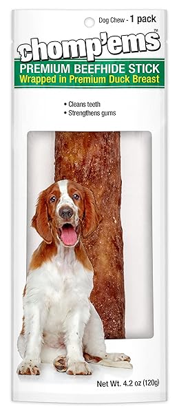 CHOMP’EMS PREMIUM BEEFHIDE CHEW FOR DOGS, 1 CHEW