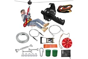 SZHTMZXC Zipline Kits for Backyard, 180FT 150FT 130FT 110FT 70FT Zip Line Kit for Kids and Adults Up to 350Lbs, Turnbuckle and Ratchet Tightening, Outdoor Playground Equipment